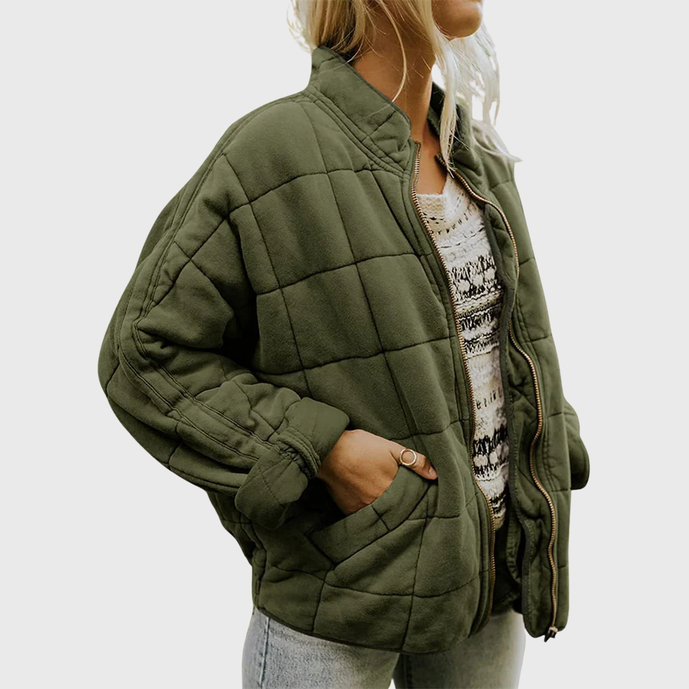 Gry | Dame Elegant Vatteret Oversize Jakke | Til Komfort og Stil