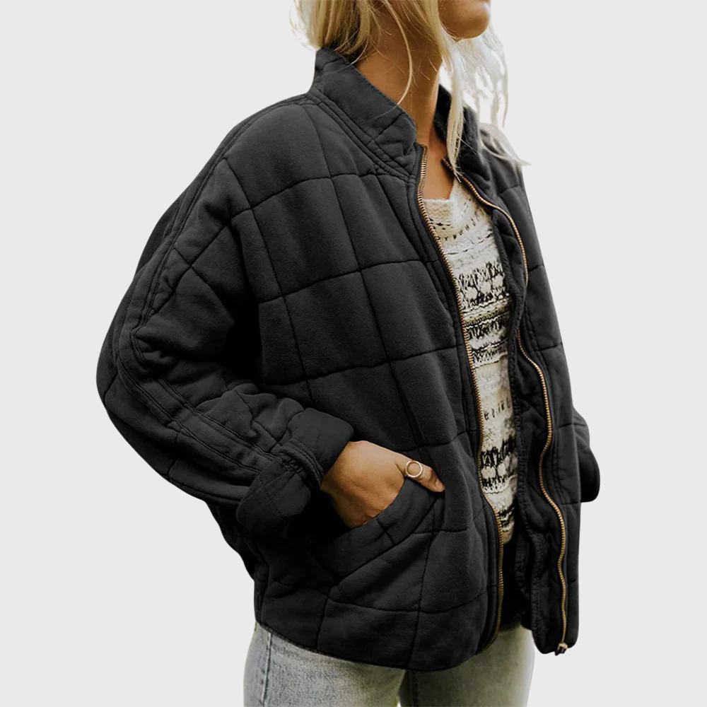 Gry | Dame Elegant Vatteret Oversize Jakke | Til Komfort og Stil