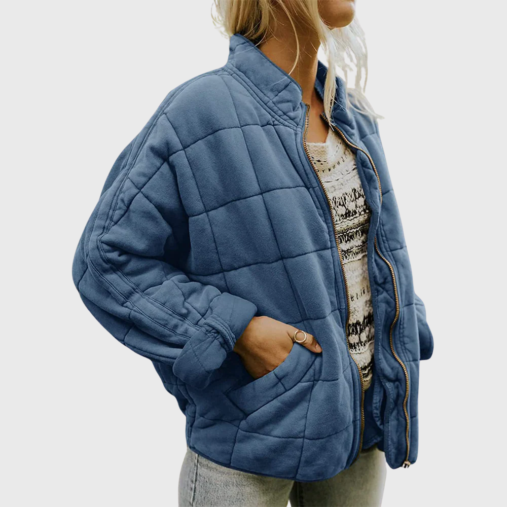 Gry | Dame Elegant Vatteret Oversize Jakke | Til Komfort og Stil