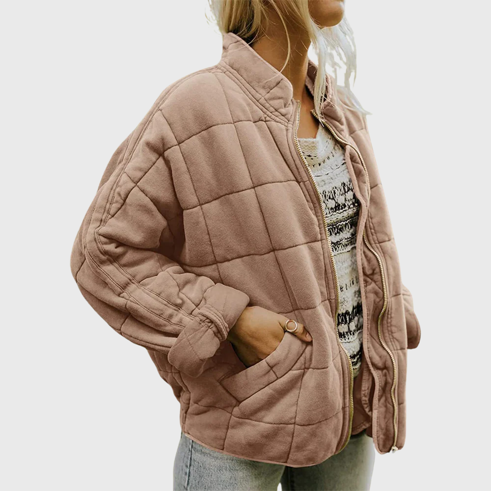 Gry | Dame Elegant Vatteret Oversize Jakke | Til Komfort og Stil