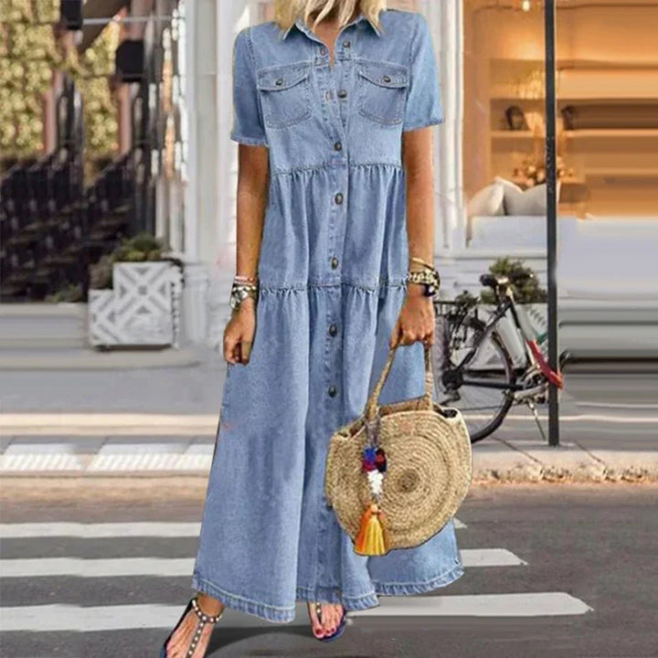 Kvindelige | Bekvem Denim Kjole | Til Daglig Brug