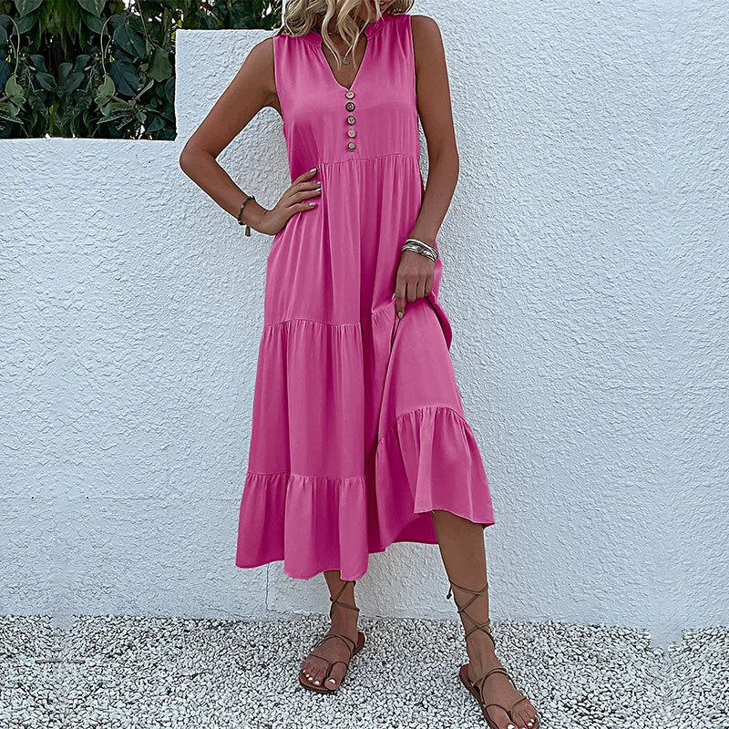 Chic Elegance | Dame Luftig Maxi Kjole | Smukke Detaljer