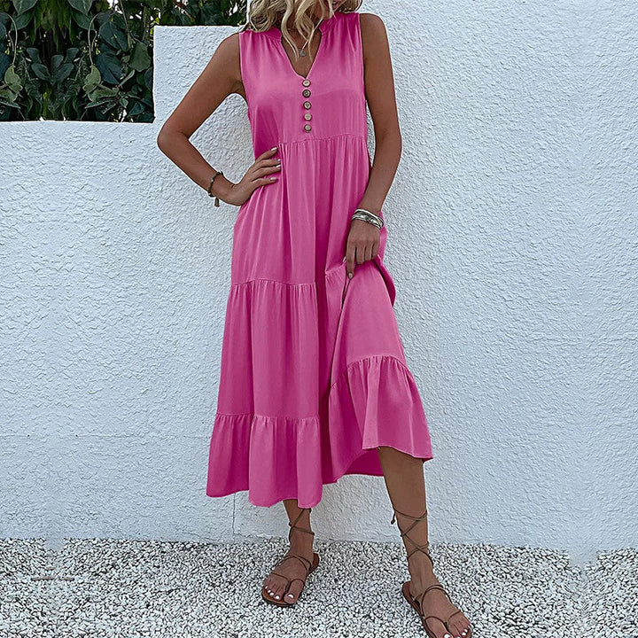 Chic Elegance | Dame Luftig Maxi Kjole | Smukke Detaljer