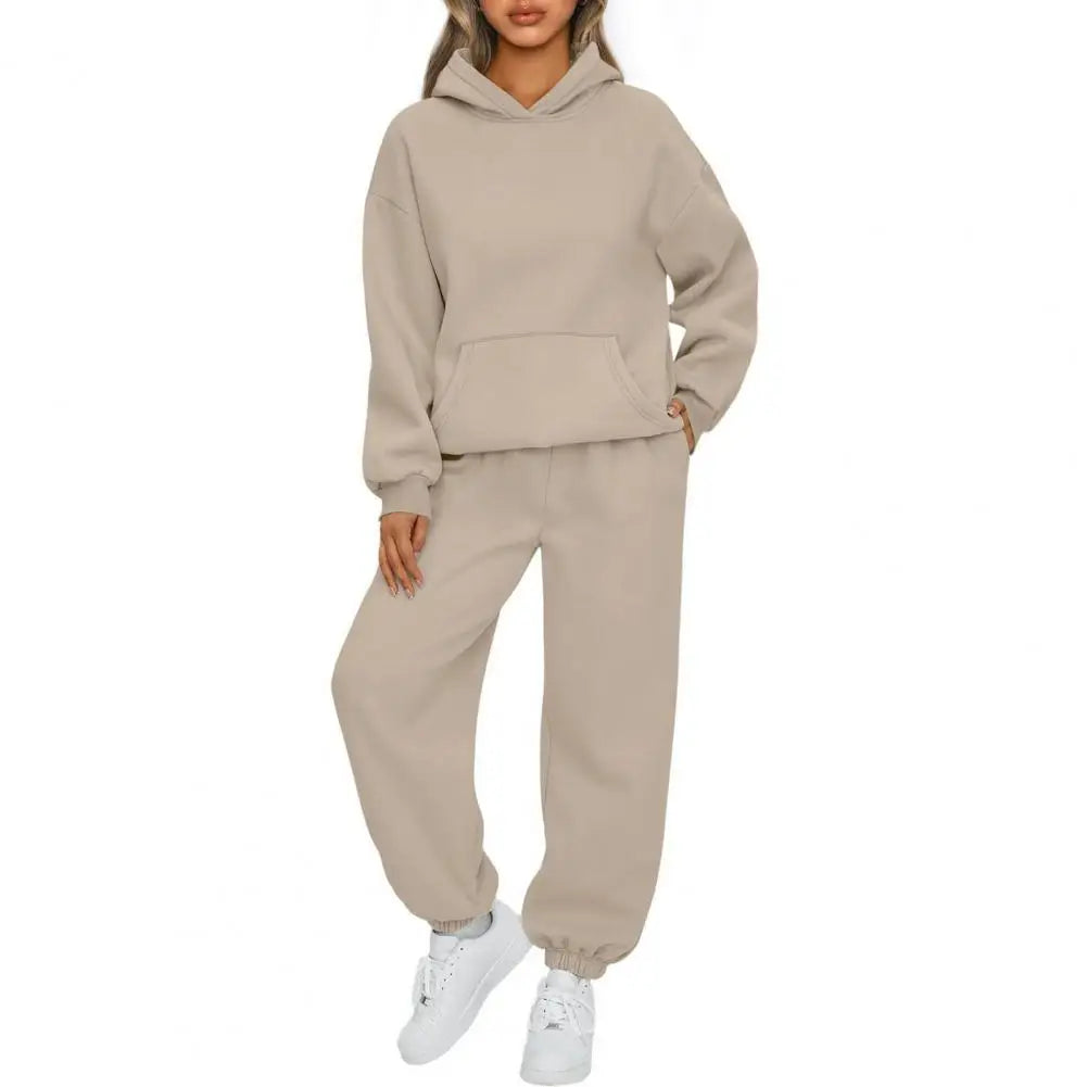 Maiken | Dame Varm Komfortabel Hoodie Bukser Sæt | Til Efterår & Vinter