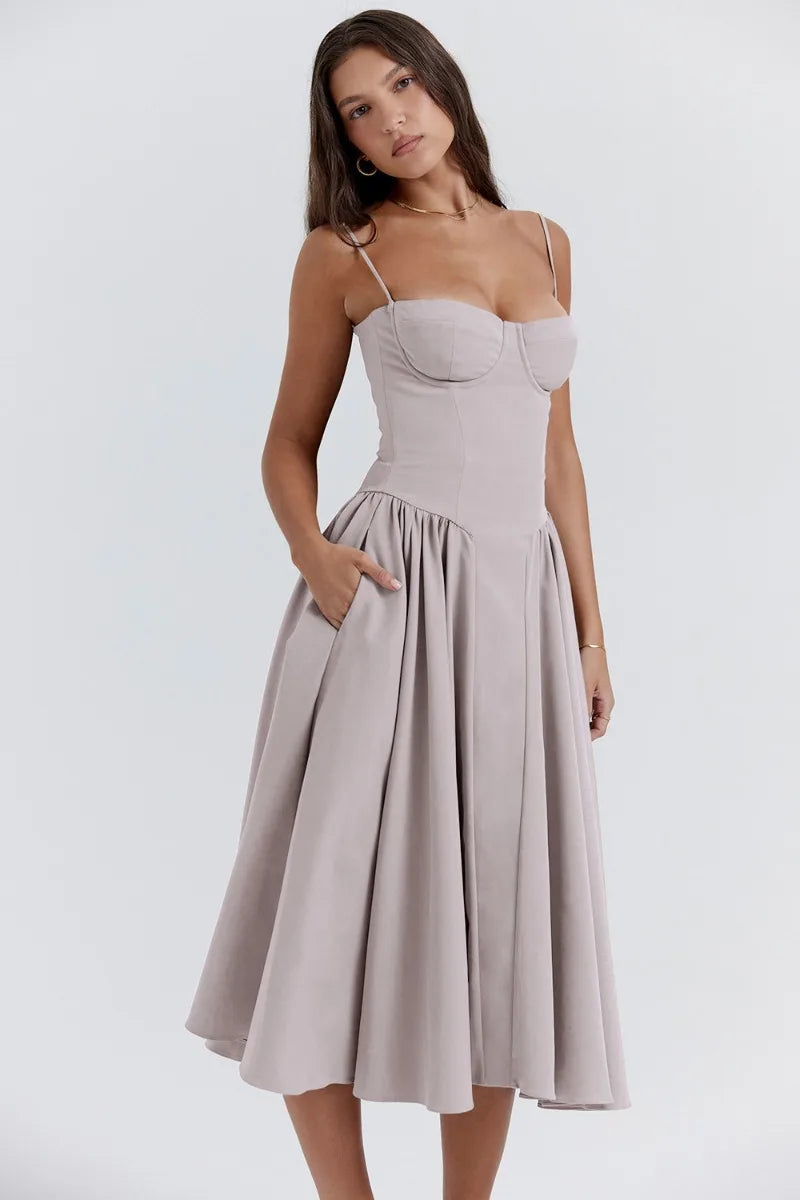 Sophie | Damen Korsetdesign Midikjole | For Elegance & Selvsikkerhed
