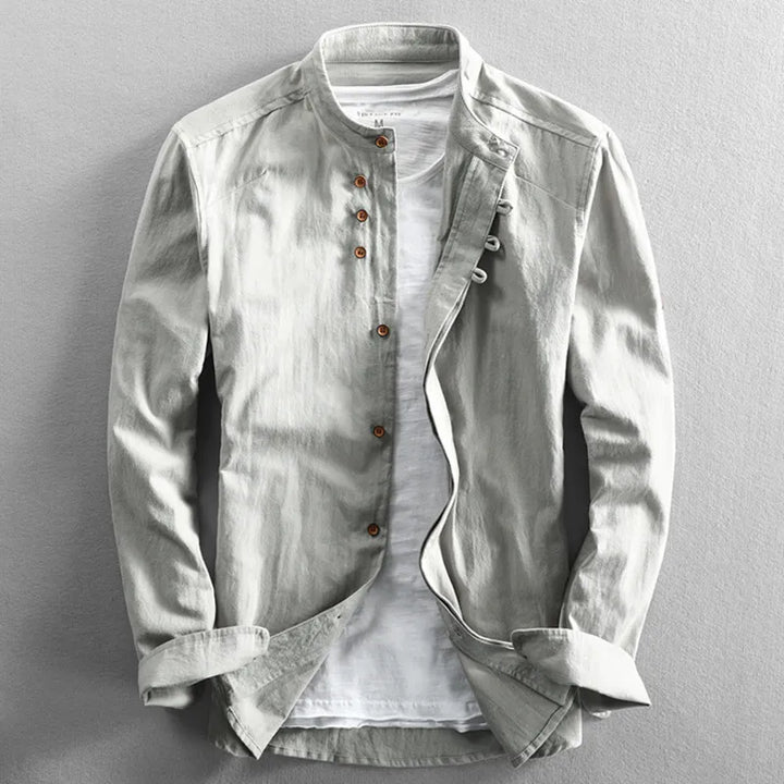 Niels | Stilfuld Button-Up Skjorte med Mandarin Krave