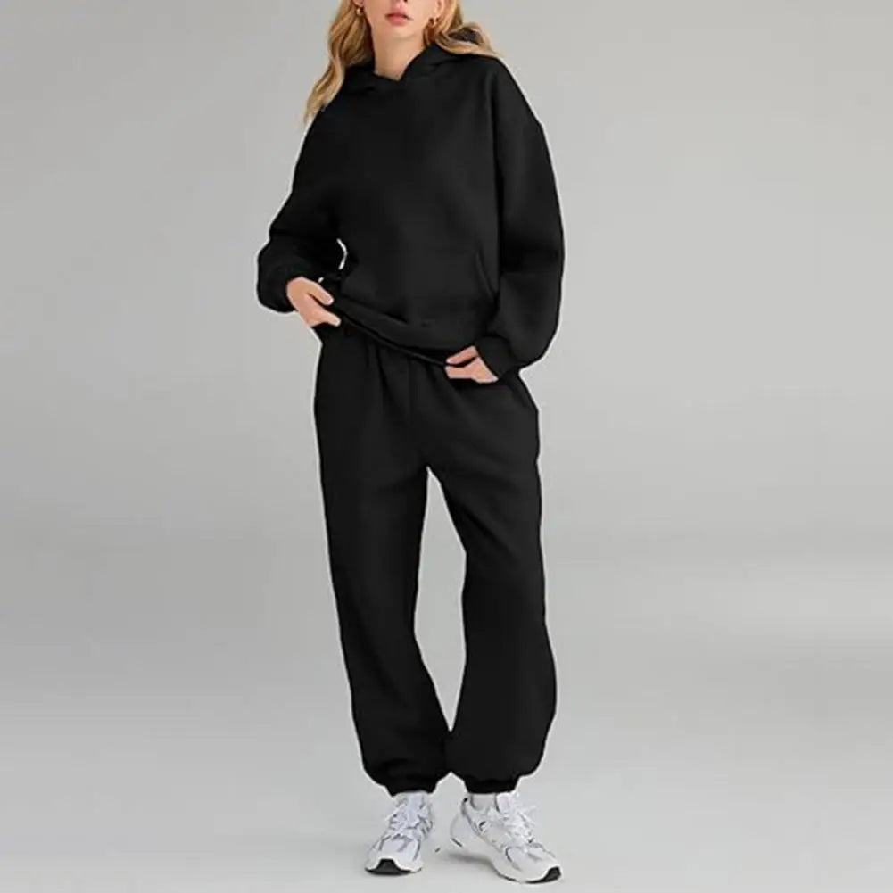 Maiken | Dame Varm Komfortabel Hoodie Bukser Sæt | Til Efterår & Vinter