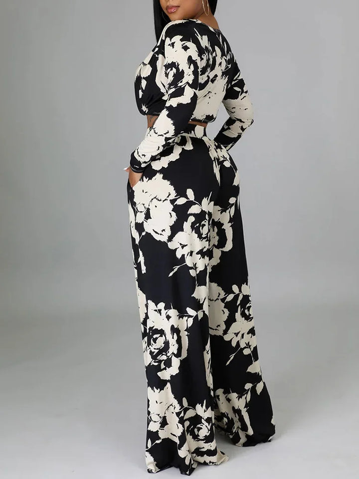 EleganteJanna | Dame Blomsterprint To-delt Sæt | Ægte Feminitet
