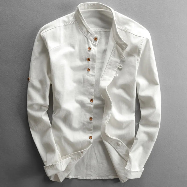 Niels | Stilfuld Button-Up Skjorte med Mandarin Krave