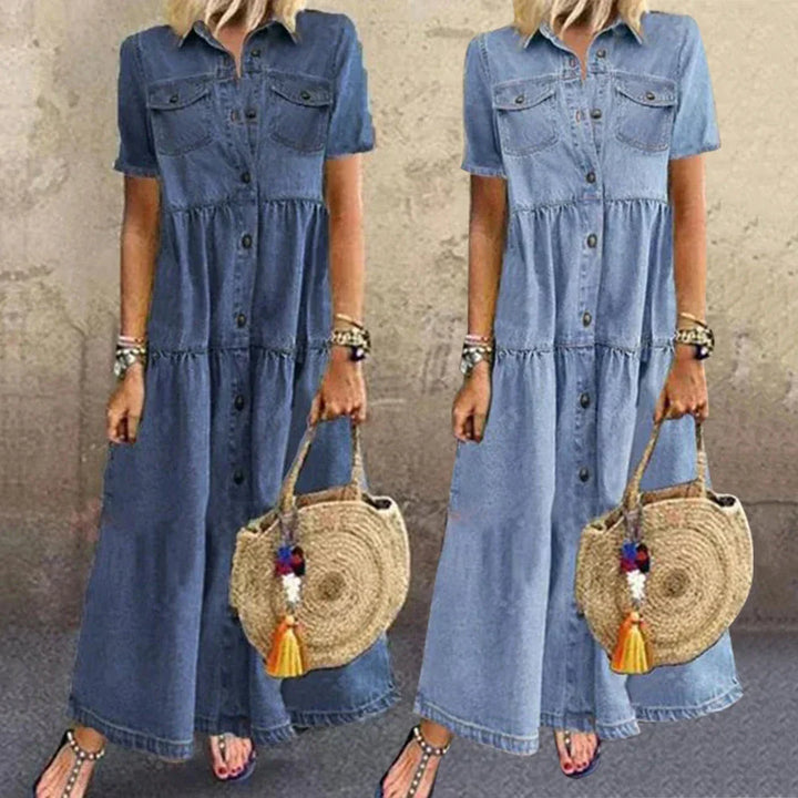 Kvindelige | Bekvem Denim Kjole | Til Daglig Brug
