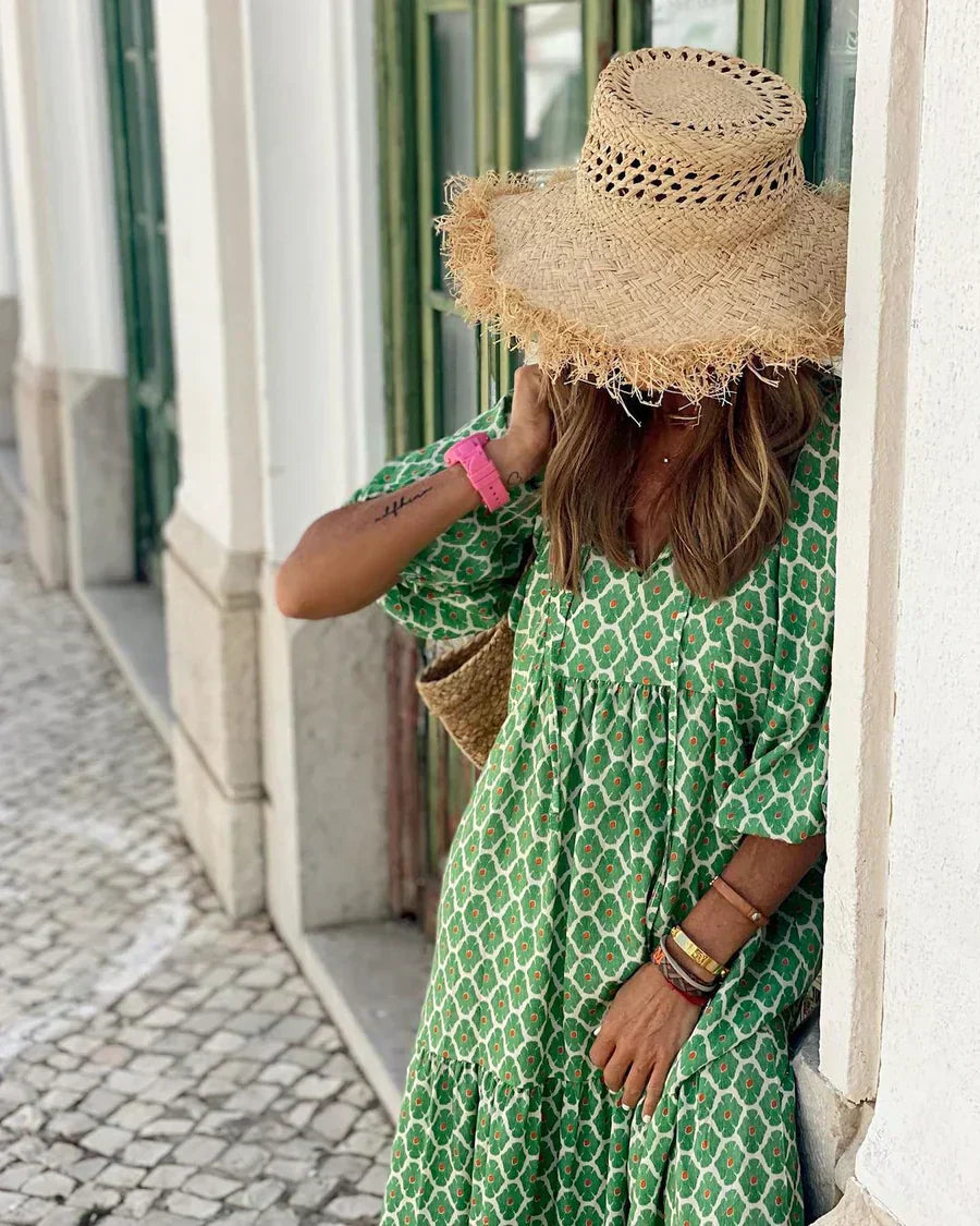 Alberte | Kvinde Boheme Flydende Maxi Kjole | Til Sommerudtryk