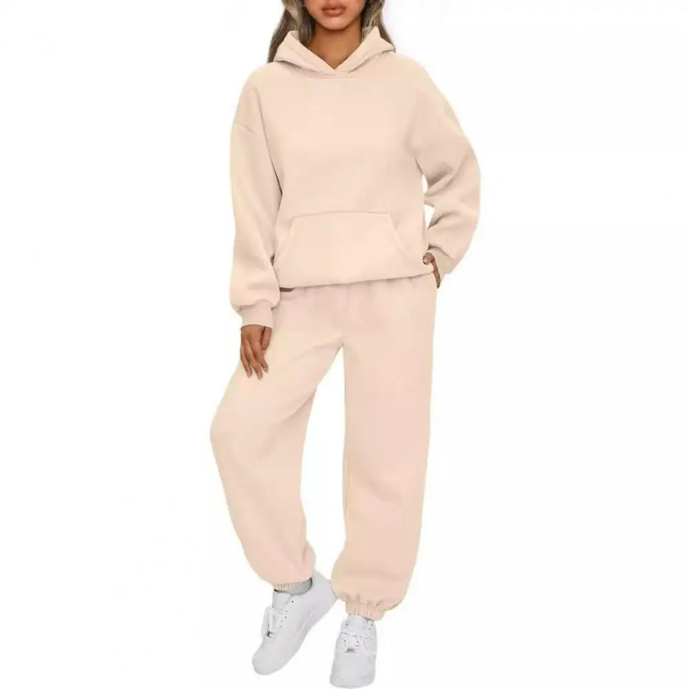 Maiken | Dame Varm Komfortabel Hoodie Bukser Sæt | Til Efterår & Vinter
