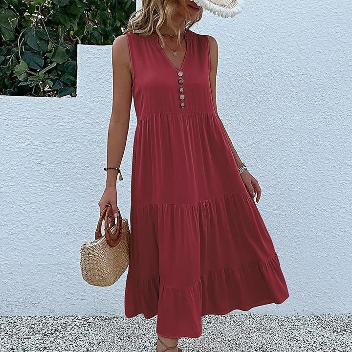 Chic Elegance | Dame Luftig Maxi Kjole | Smukke Detaljer