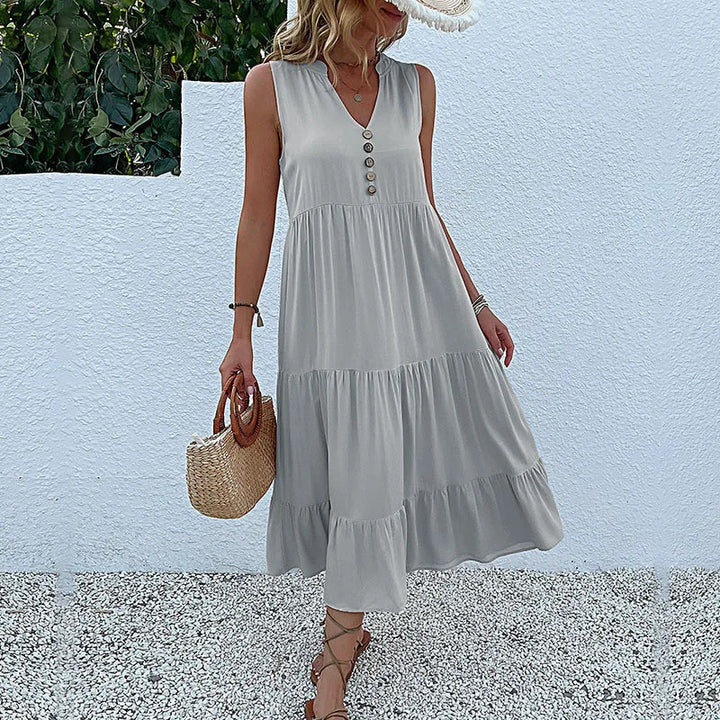 Chic Elegance | Dame Luftig Maxi Kjole | Smukke Detaljer