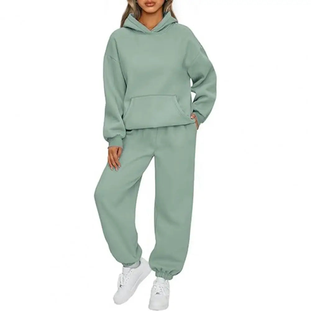 Maiken | Dame Varm Komfortabel Hoodie Bukser Sæt | Til Efterår & Vinter