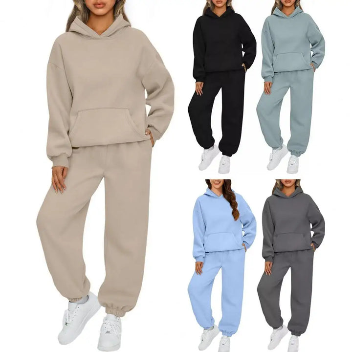 Maiken | Dame Varm Komfortabel Hoodie Bukser Sæt | Til Efterår & Vinter