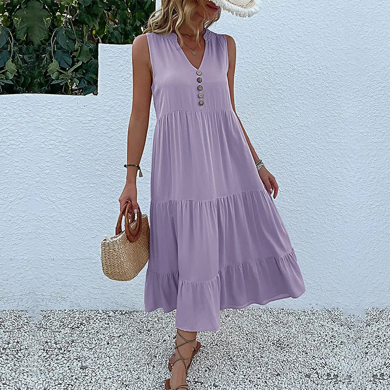 Chic Elegance | Dame Luftig Maxi Kjole | Smukke Detaljer