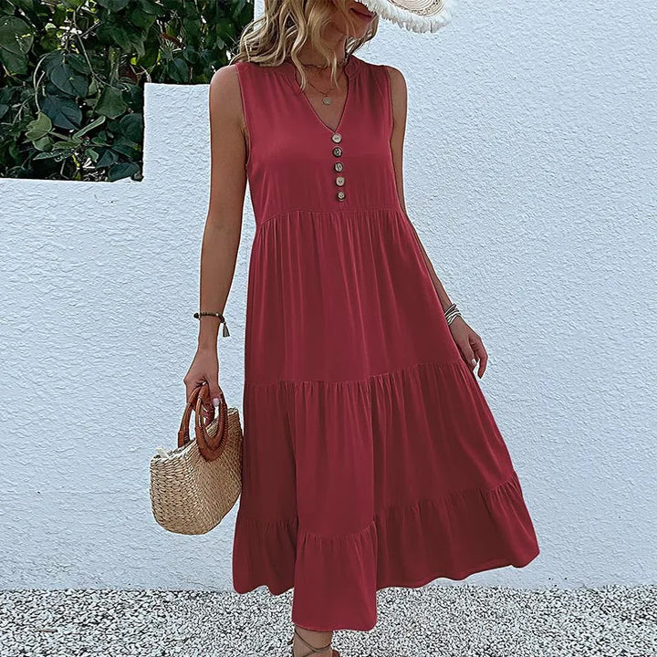 Chic Elegance | Dame Luftig Maxi Kjole | Smukke Detaljer