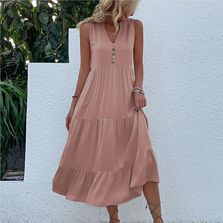 Chic Elegance | Dame Luftig Maxi Kjole | Smukke Detaljer