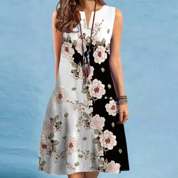 Lise & Rose København | Damer Elegante Ærmeløse Sommerkjole | Unik Print