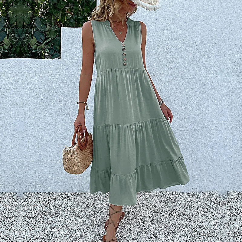 Chic Elegance | Dame Luftig Maxi Kjole | Smukke Detaljer