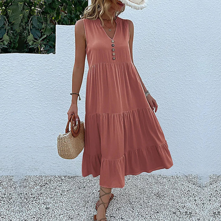 Chic Elegance | Dame Luftig Maxi Kjole | Smukke Detaljer