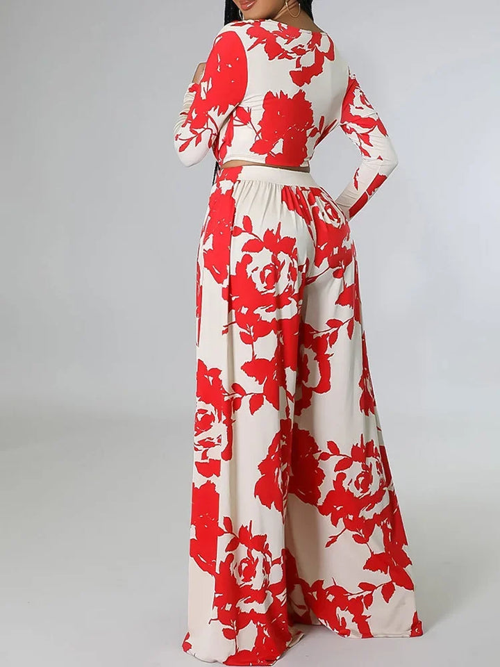 EleganteJanna | Dame Blomsterprint To-delt Sæt | Ægte Feminitet