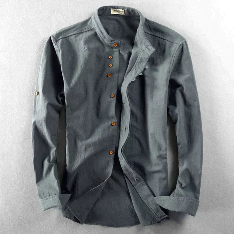 Niels | Stilfuld Button-Up Skjorte med Mandarin Krave