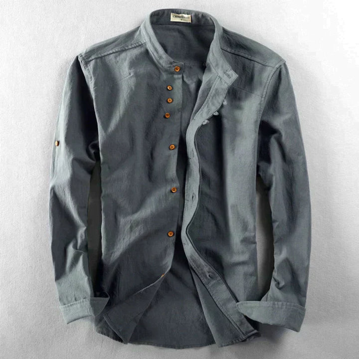 Niels | Stilfuld Button-Up Skjorte med Mandarin Krave