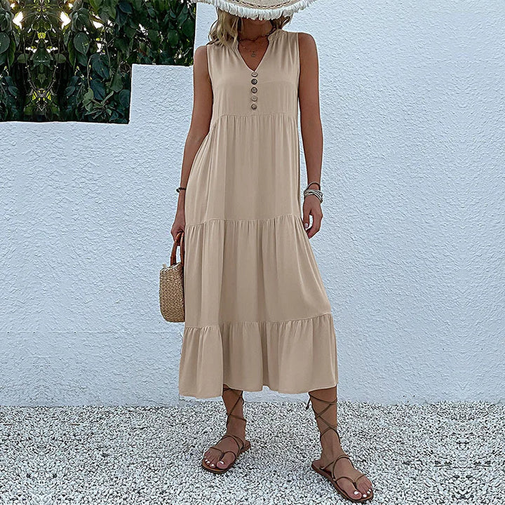 Chic Elegance | Dame Luftig Maxi Kjole | Smukke Detaljer