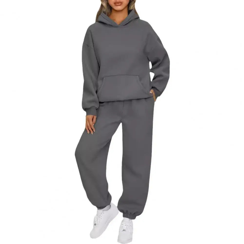 Maiken | Dame Varm Komfortabel Hoodie Bukser Sæt | Til Efterår & Vinter