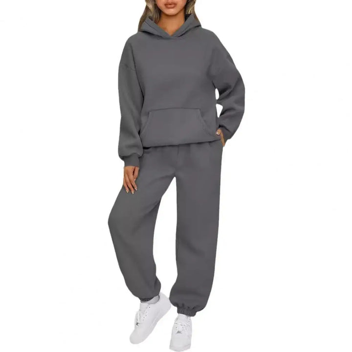 Maiken | Dame Varm Komfortabel Hoodie Bukser Sæt | Til Efterår & Vinter