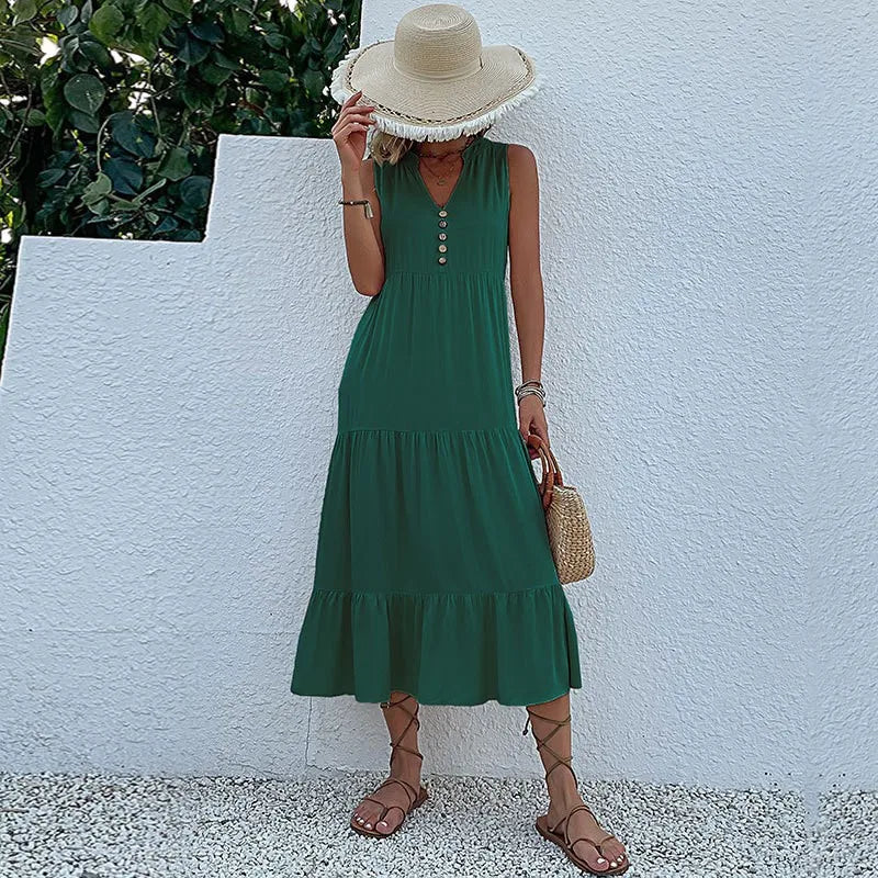 Chic Elegance | Dame Luftig Maxi Kjole | Smukke Detaljer