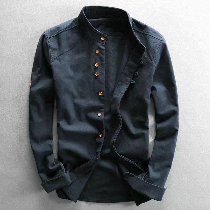 Niels | Stilfuld Button-Up Skjorte med Mandarin Krave