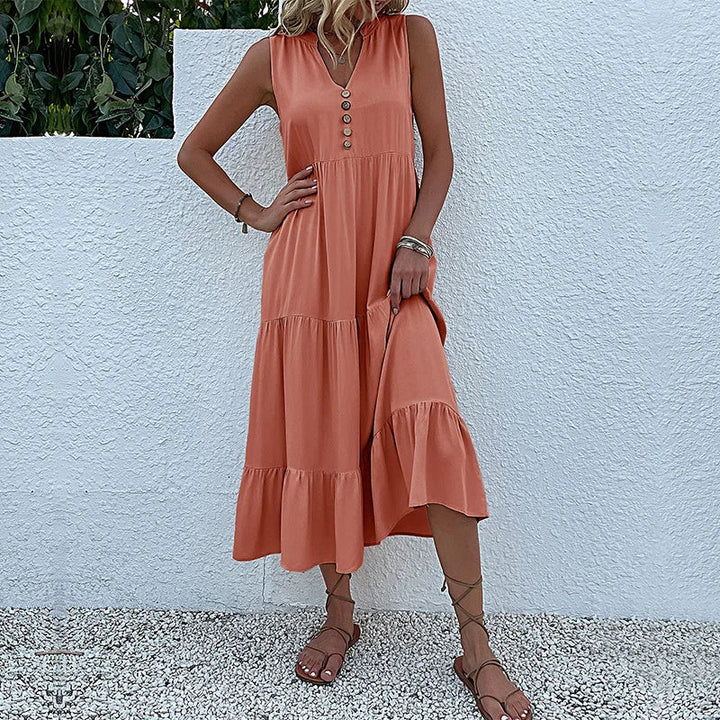 Chic Elegance | Dame Luftig Maxi Kjole | Smukke Detaljer
