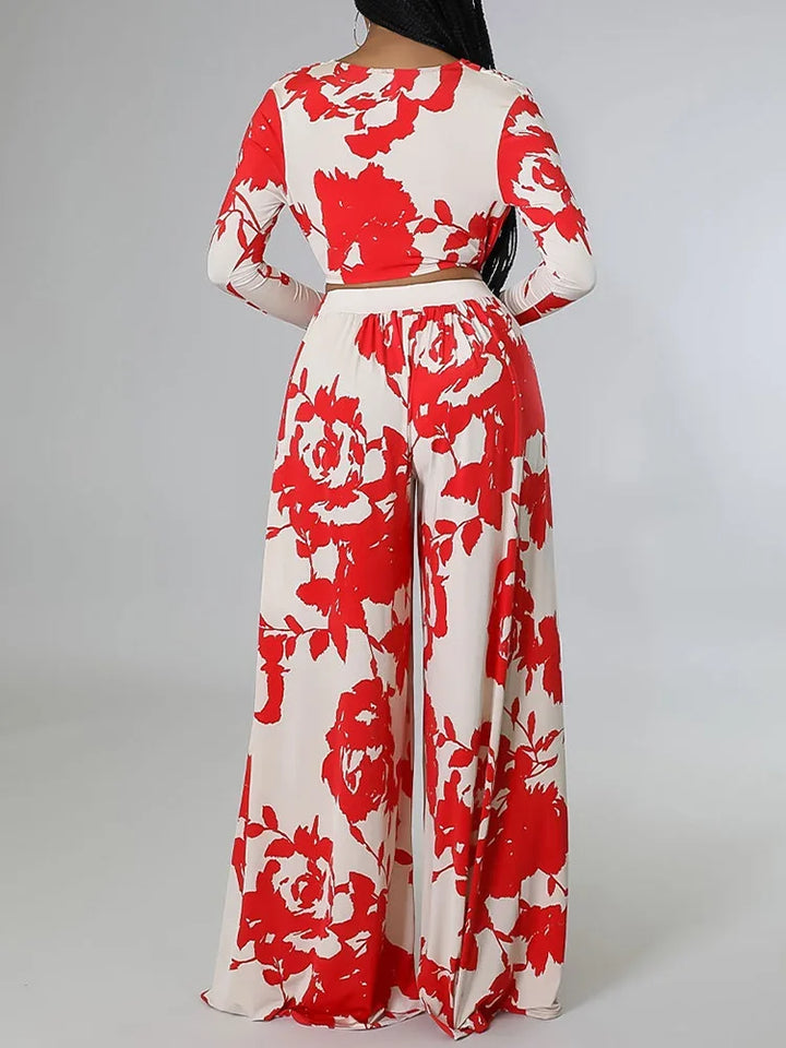 EleganteJanna | Dame Blomsterprint To-delt Sæt | Ægte Feminitet