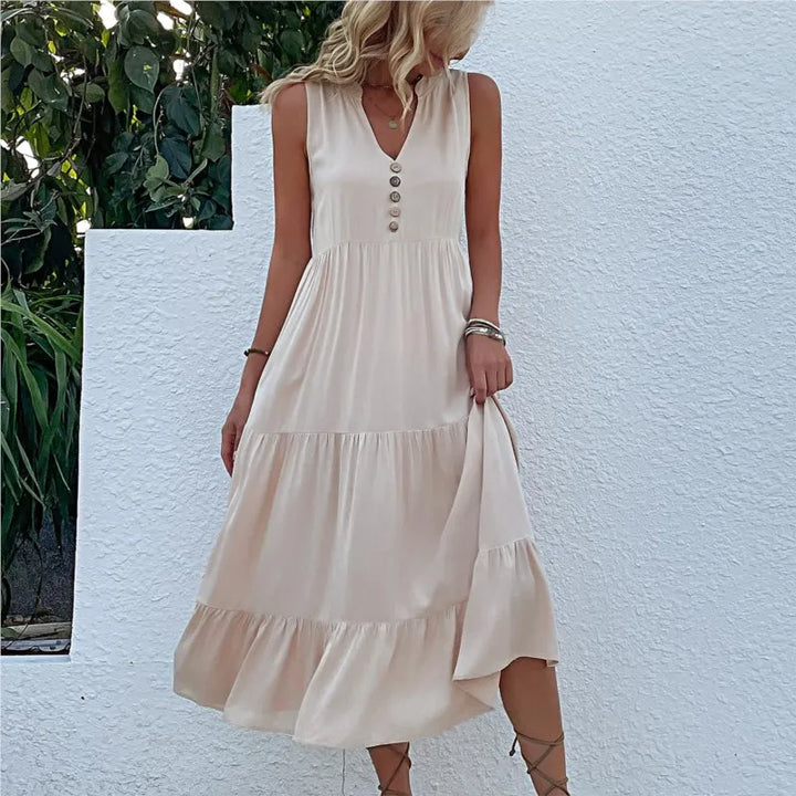 Chic Elegance | Dame Luftig Maxi Kjole | Smukke Detaljer