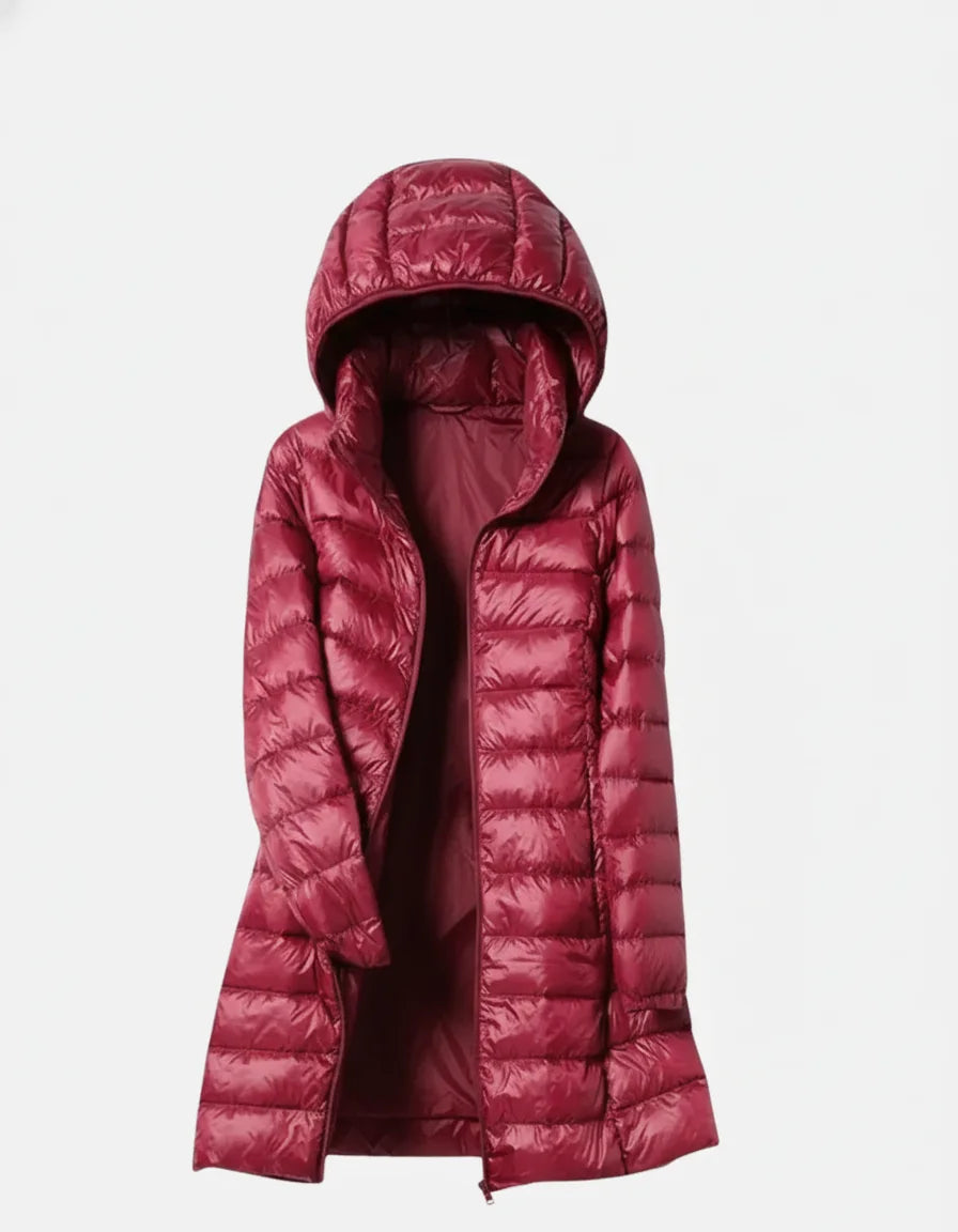 Signe dame vinterjakke med hætte – let vatteret, vind- og vandafvisende