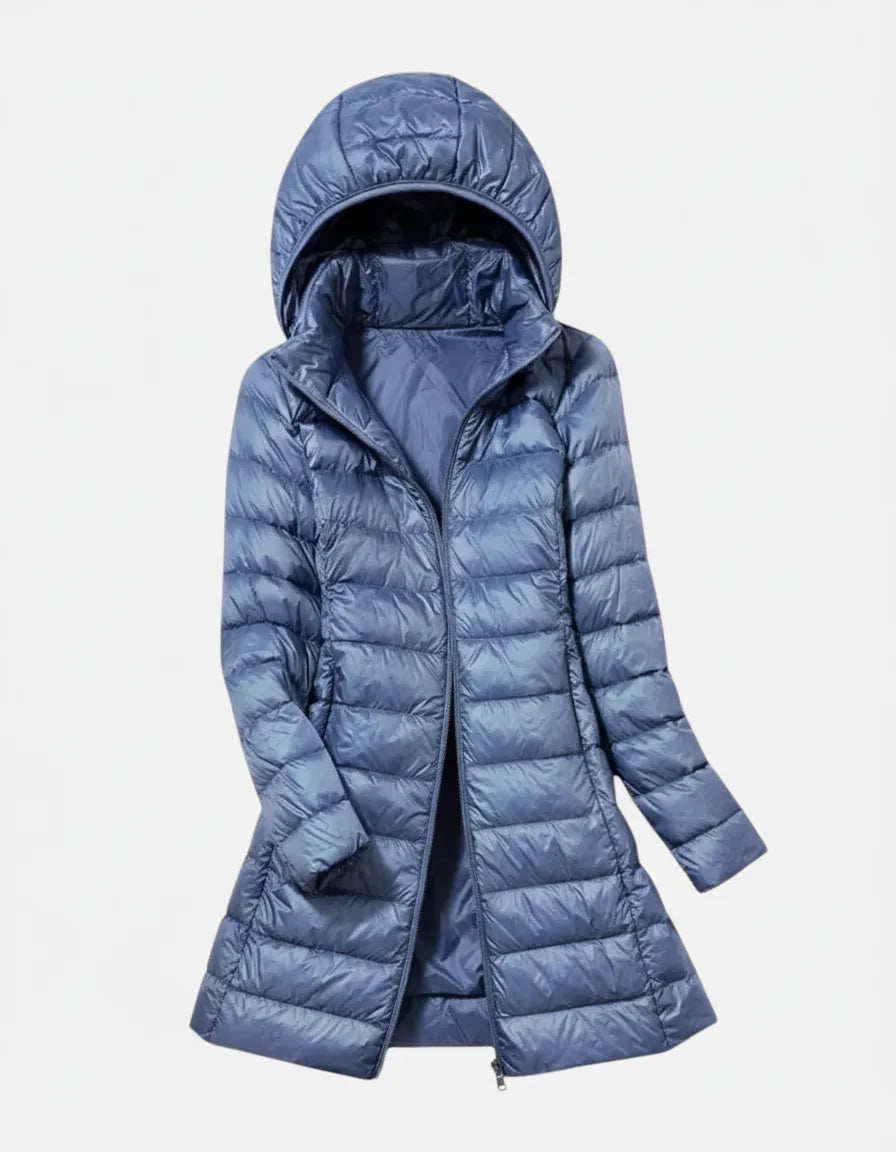 Signe dame vinterjakke med hætte – let vatteret, vind- og vandafvisende