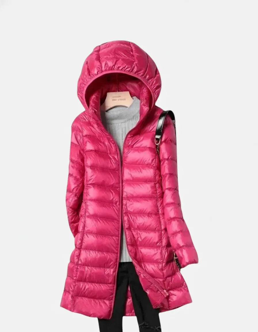 Signe dame vinterjakke med hætte – let vatteret, vind- og vandafvisende