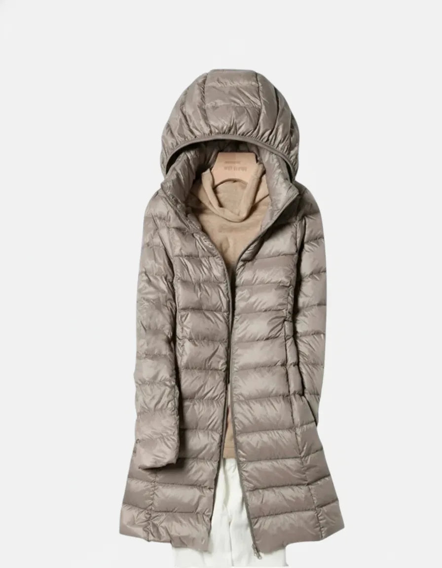 Signe dame vinterjakke med hætte – let vatteret, vind- og vandafvisende