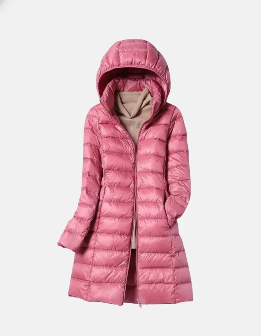 Signe dame vinterjakke med hætte – let vatteret, vind- og vandafvisende