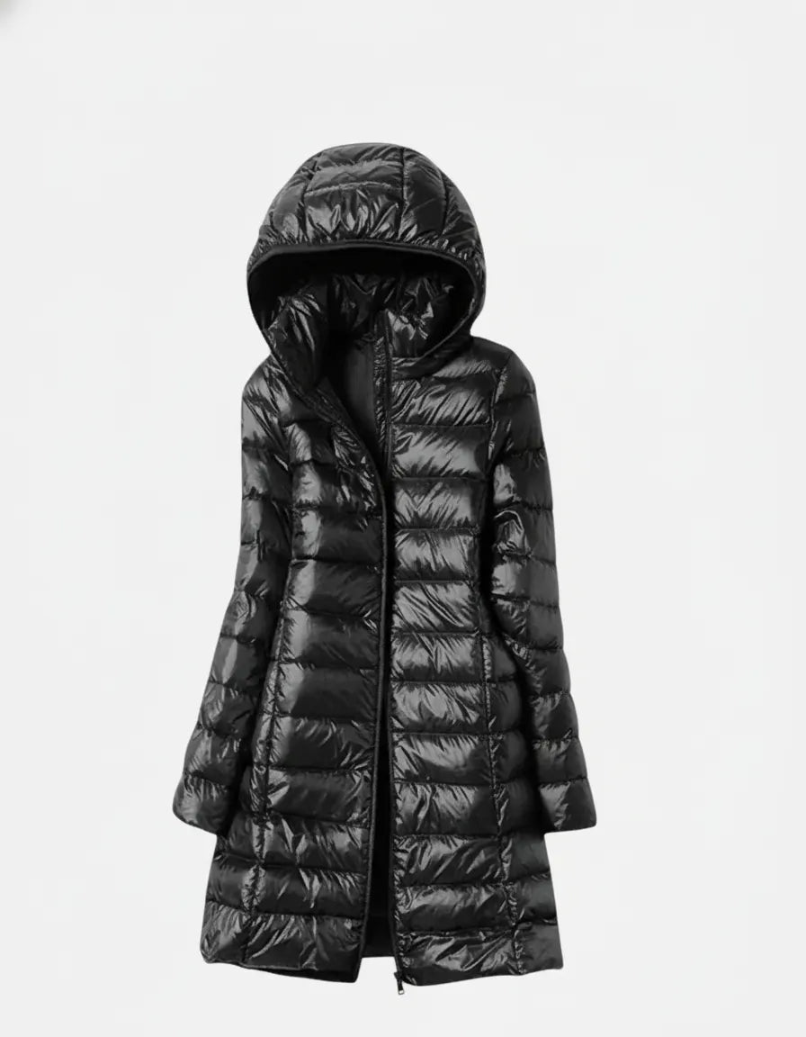 Signe dame vinterjakke med hætte – let vatteret, vind- og vandafvisende