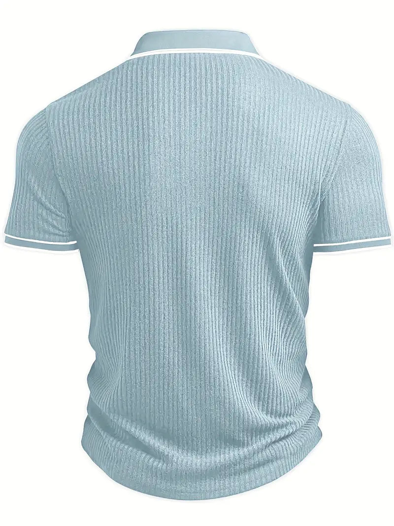 Frederik | Herren Stilfuld Ribbet Poloshirt med Kontrastdetaljer | Til Sommer & Elegance
