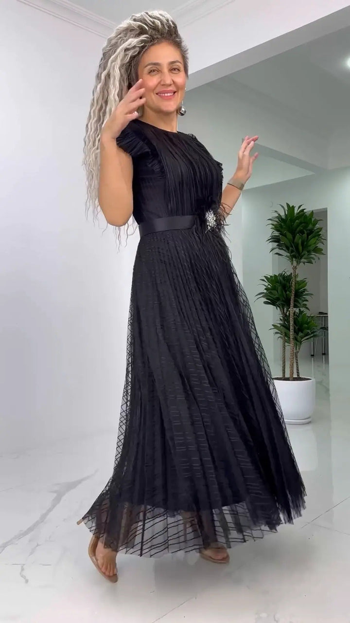Lena | Dames Elegant Åndbart Chiffon Kjole | Tidløs Stil