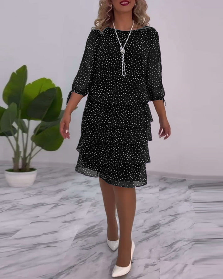 Julie | Dame Elegante Prikkede Kjole | Komfortabel