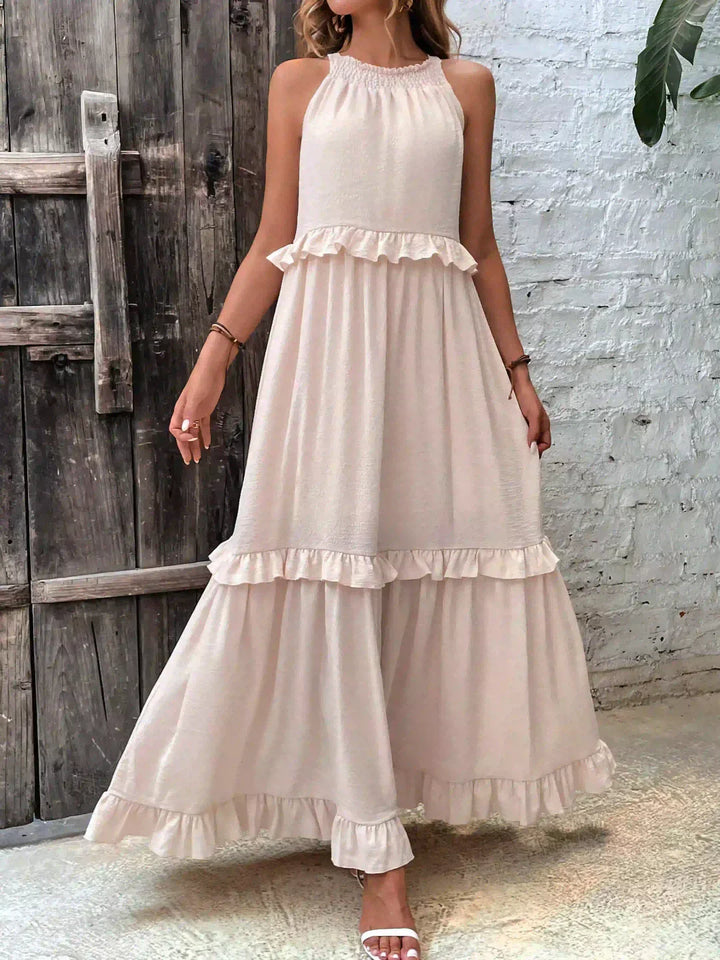 Emilia - Halterneck Ruffle Maxi Kjole