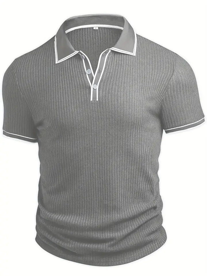 Frederik | Herren Stilfuld Ribbet Poloshirt med Kontrastdetaljer | Til Sommer & Elegance