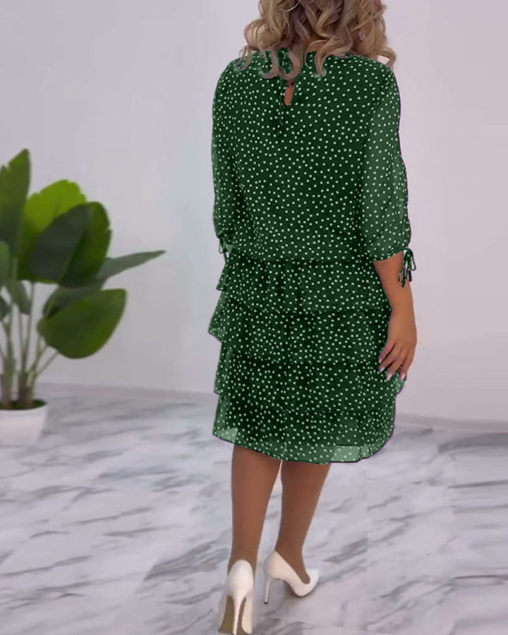 Julie | Dame Elegante Prikkede Kjole | Komfortabel