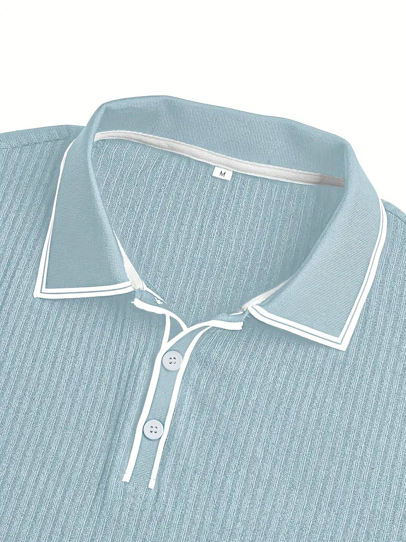 Frederik | Herren Stilfuld Ribbet Poloshirt med Kontrastdetaljer | Til Sommer & Elegance